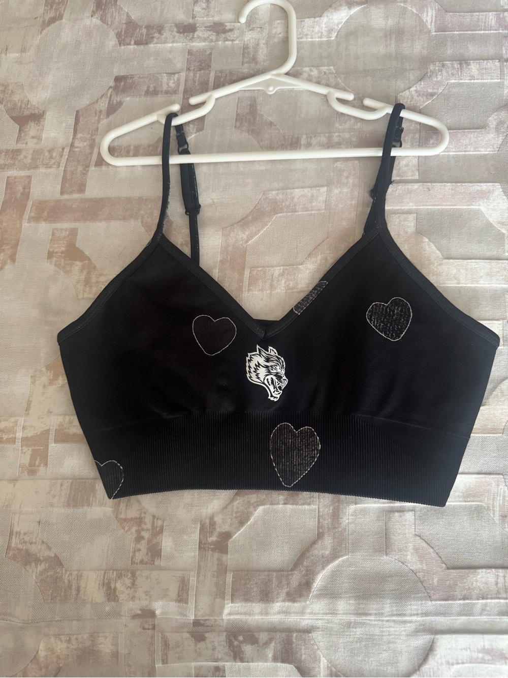 Darc Sport Black Heart-Print Seamless Bralette